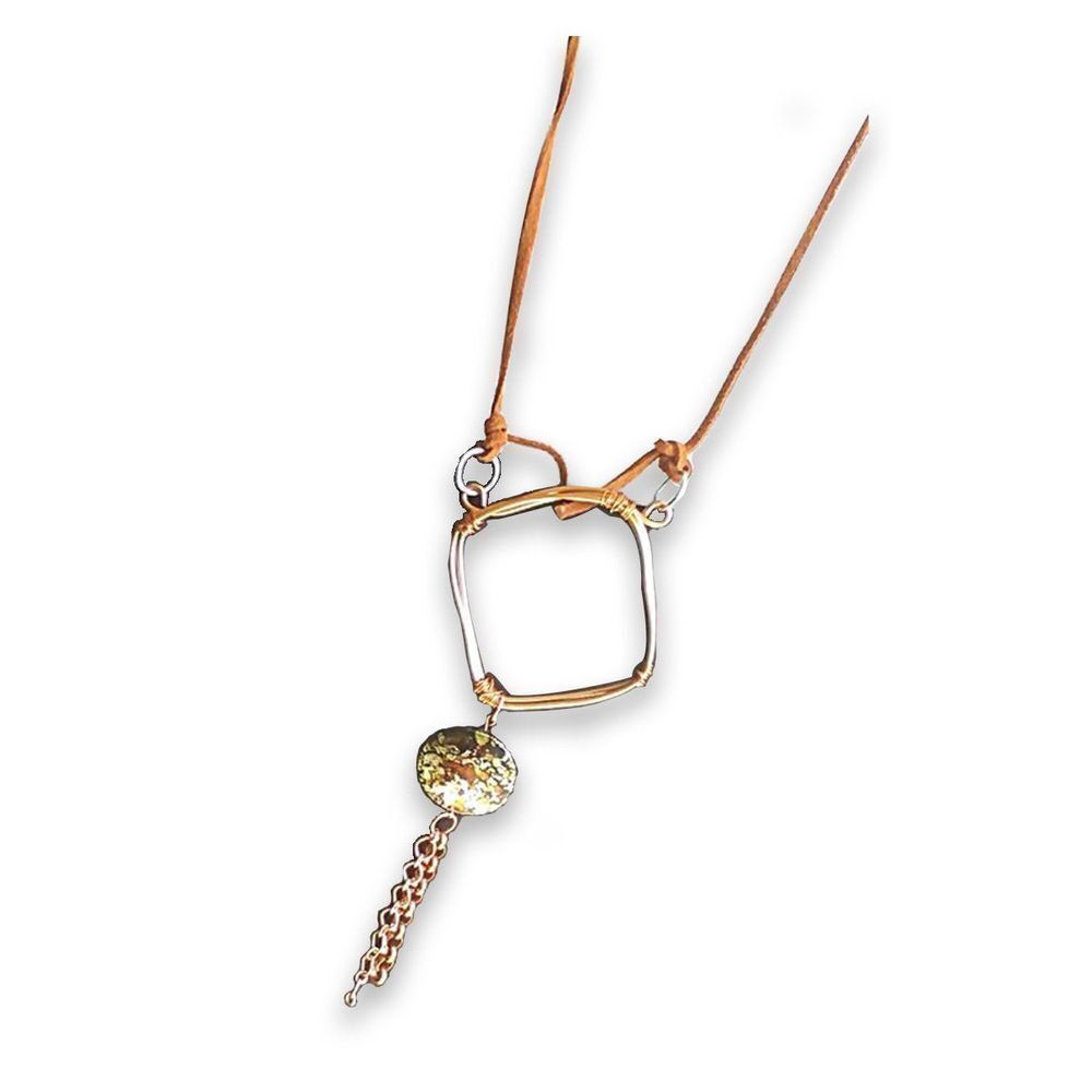 Brown Suede and Copper Wire, Chain w/ Accent Bead - Picture 2 of 8